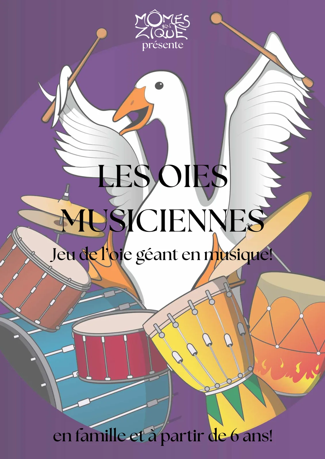 Affiche des Oies musiciennes, jeu de l'oie géant en musique